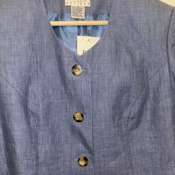 Talbots Linen Short Sleeve Button Blue Jacket Size 12 NWT - Picture 4 of 6